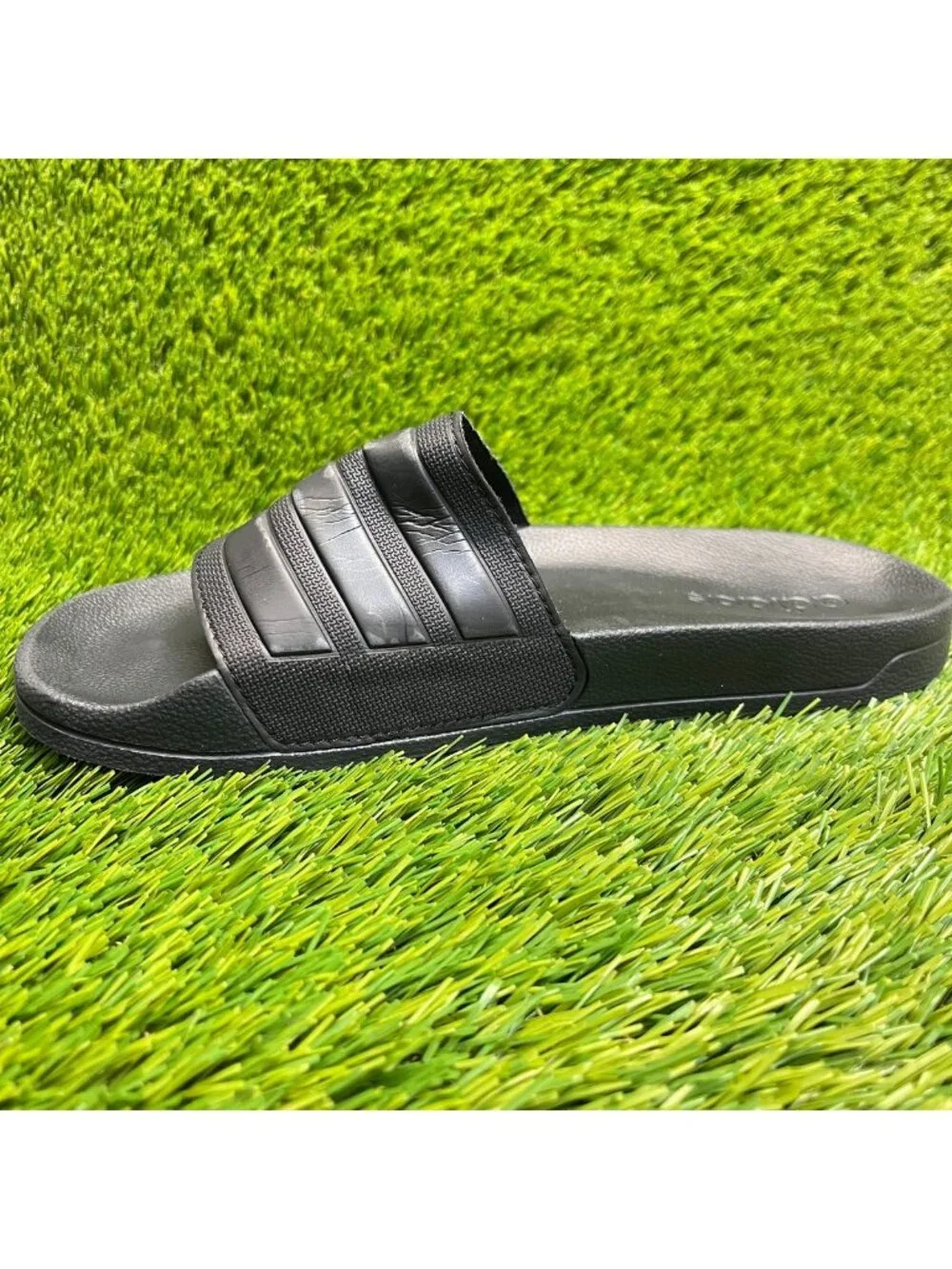 Adidas Adilette Shower Mens Size 7 All Black Beach Outdoor Slip On Slide Sandals